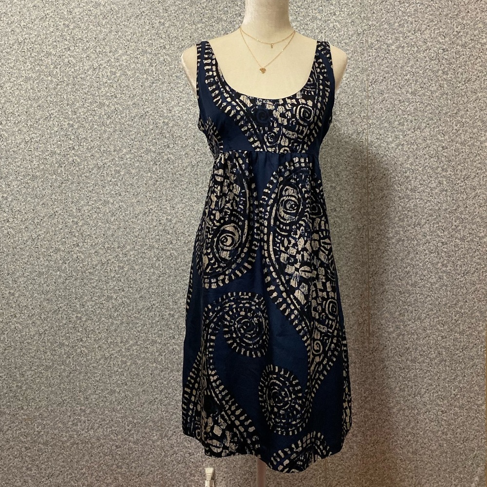 ❤️Michael Kors Blue Tan Floral Silk Midi Dress 8❤️